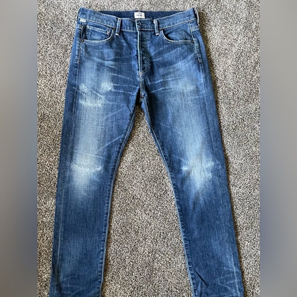 Citizen Of Humanity Women Jeans Corey Slouchy Slim/Distressed Blue Size: 26.